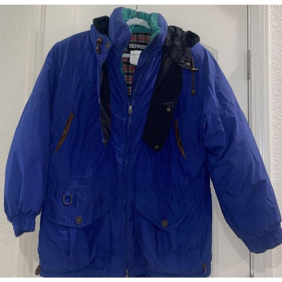 Vintage Edelweiss Ski Jacket Women's Blue Green Plaid Lined Snow Cold Snow Sz XL - Picture 4 of 10